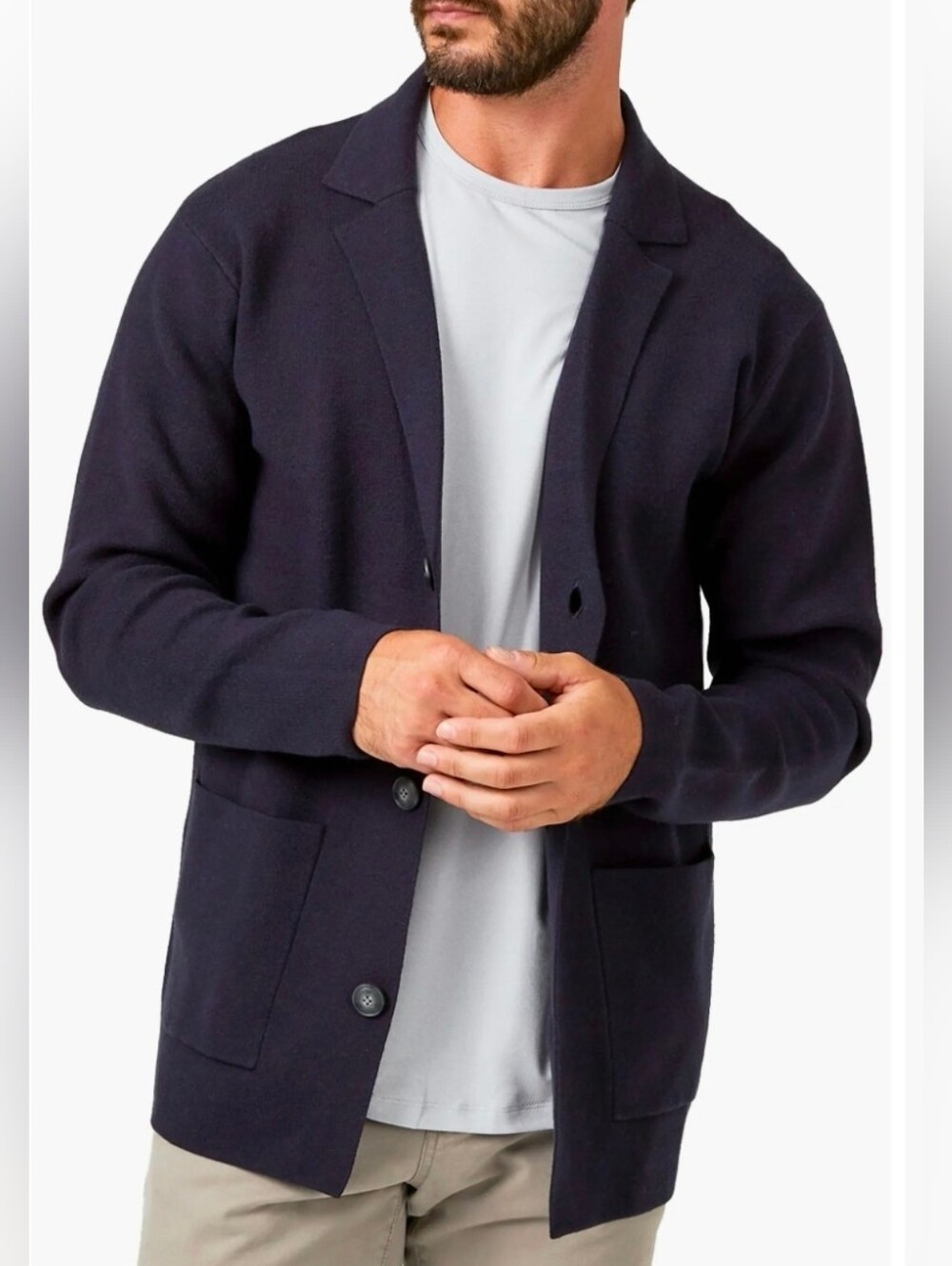 7 Diamond Navy Brighton Cardigan Sweater Coat Medium Men's Soft